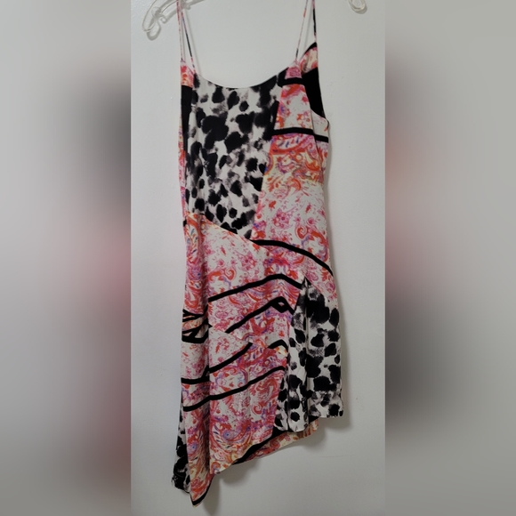 New Nicole Miller Collection Francha Strappy Pink Multi Silk Dress Asymmetric 2 - Picture 10 of 16